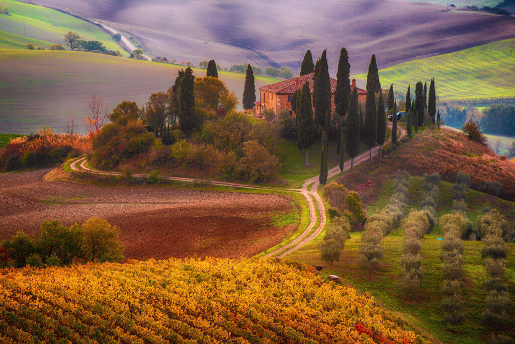 Efterårsmorgen i Toscana.
